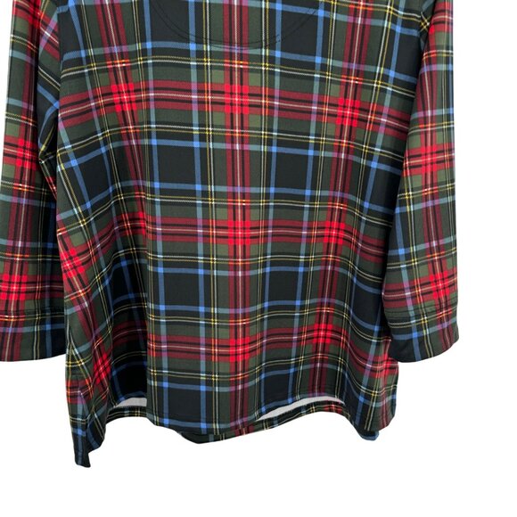 Ali Miles Tartan Plaid Scoop Ruffle Neck 3/4 Sleeve Red size large pletie - Picture 10 of 12
